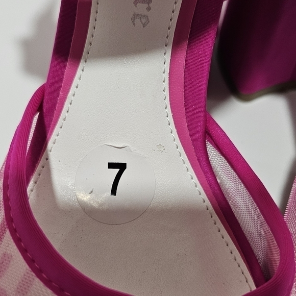 Juicy Couture Gramercy Mesh Hot Pink Heel Logo Platform Block Heel Chunky - Picture 9 of 10